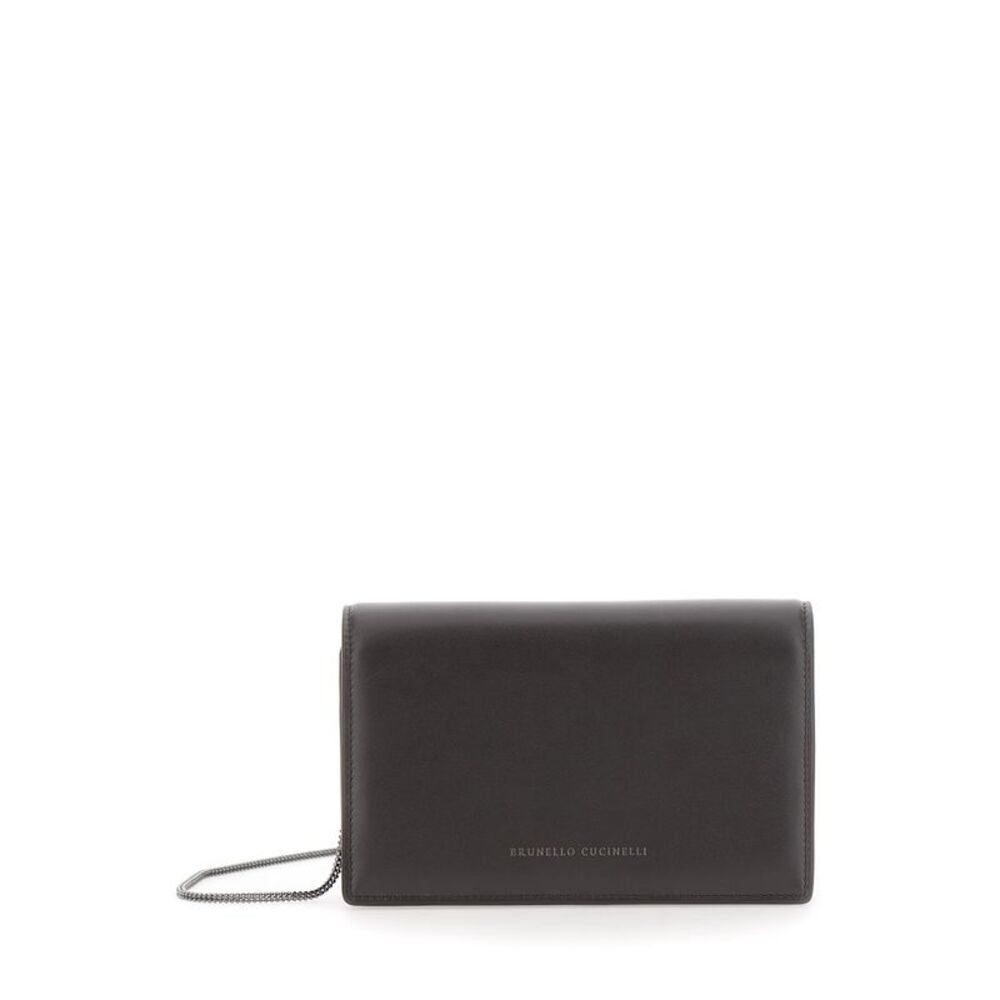 Brunello Cucinelli Women Brown Wallet With Front Logo Lettering In Leather Women